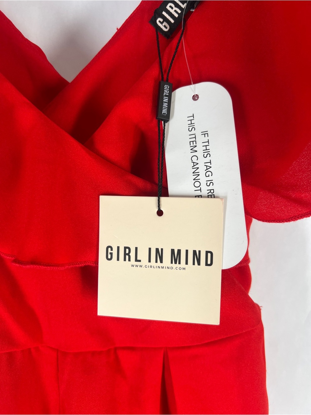 Red Ruffle V-Neck Jumpsuit - Picture 7 of 14